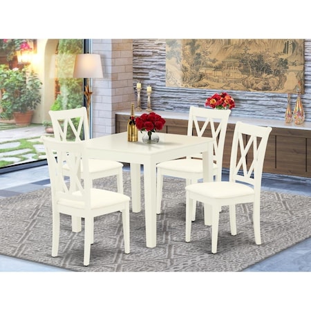 East West Furniture 5 Piece Oxford Dining Set - Linen White OXCL5-LWH-C